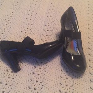Black patent leather heels